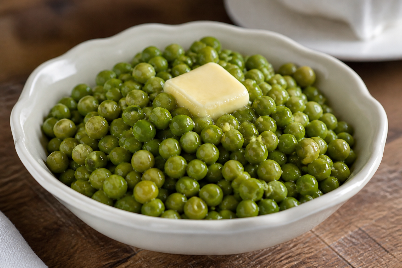 Butter peas — sweet peas with butter, New Orleans style